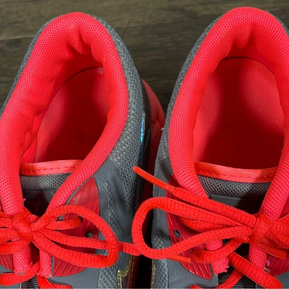 NIKE Air Max Lunarlon Running Shoes Fluorescent Pink Gray Ladies US Sz 9 EUC